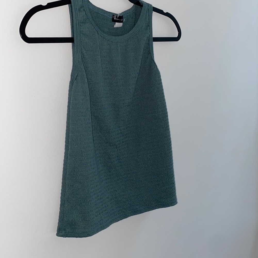 Green smocked tank